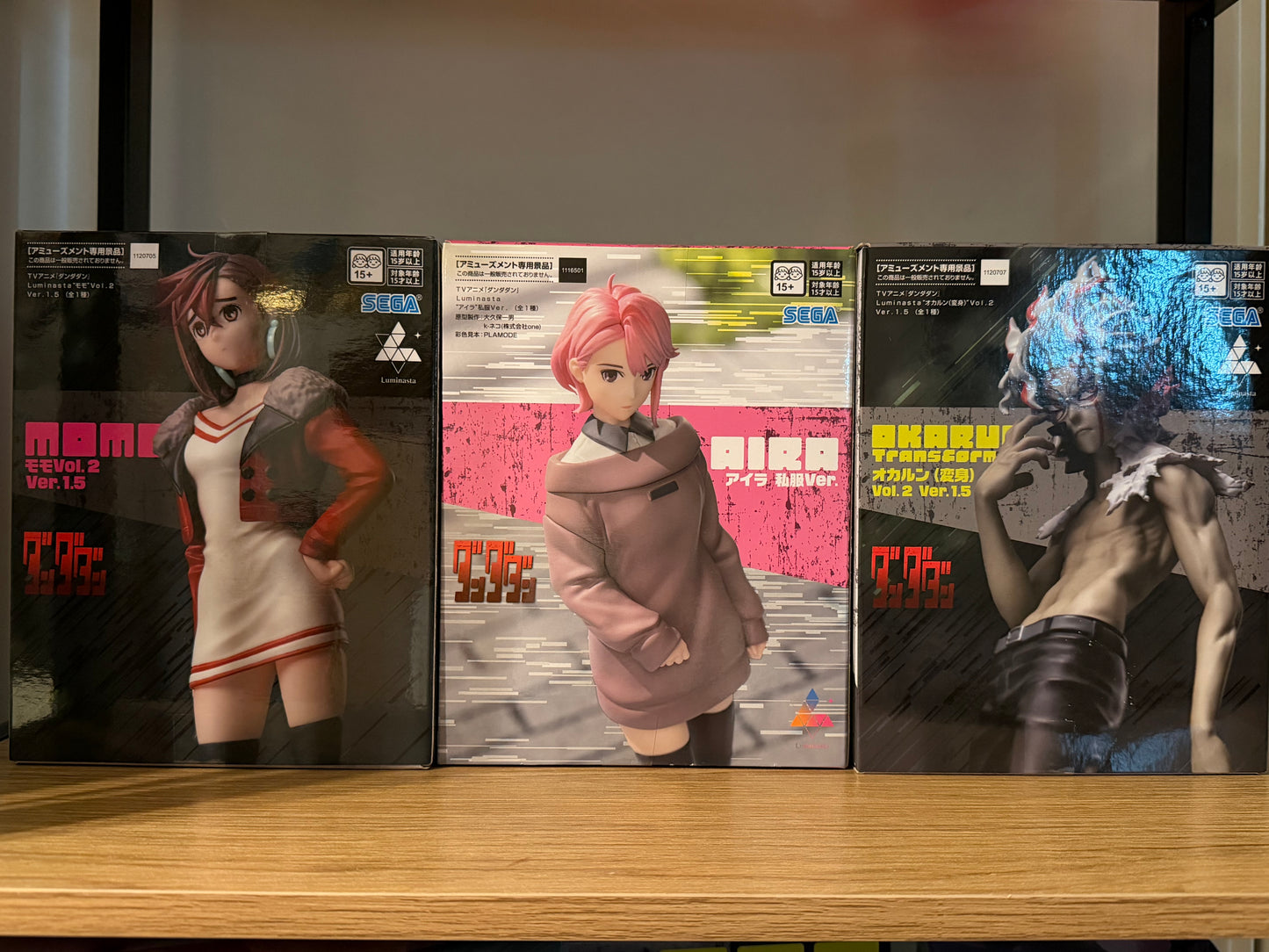 SEGA Luminasta Dandadan Figure Set – Momo Ayase, Aira Shiratori & Okarun (Transformed)